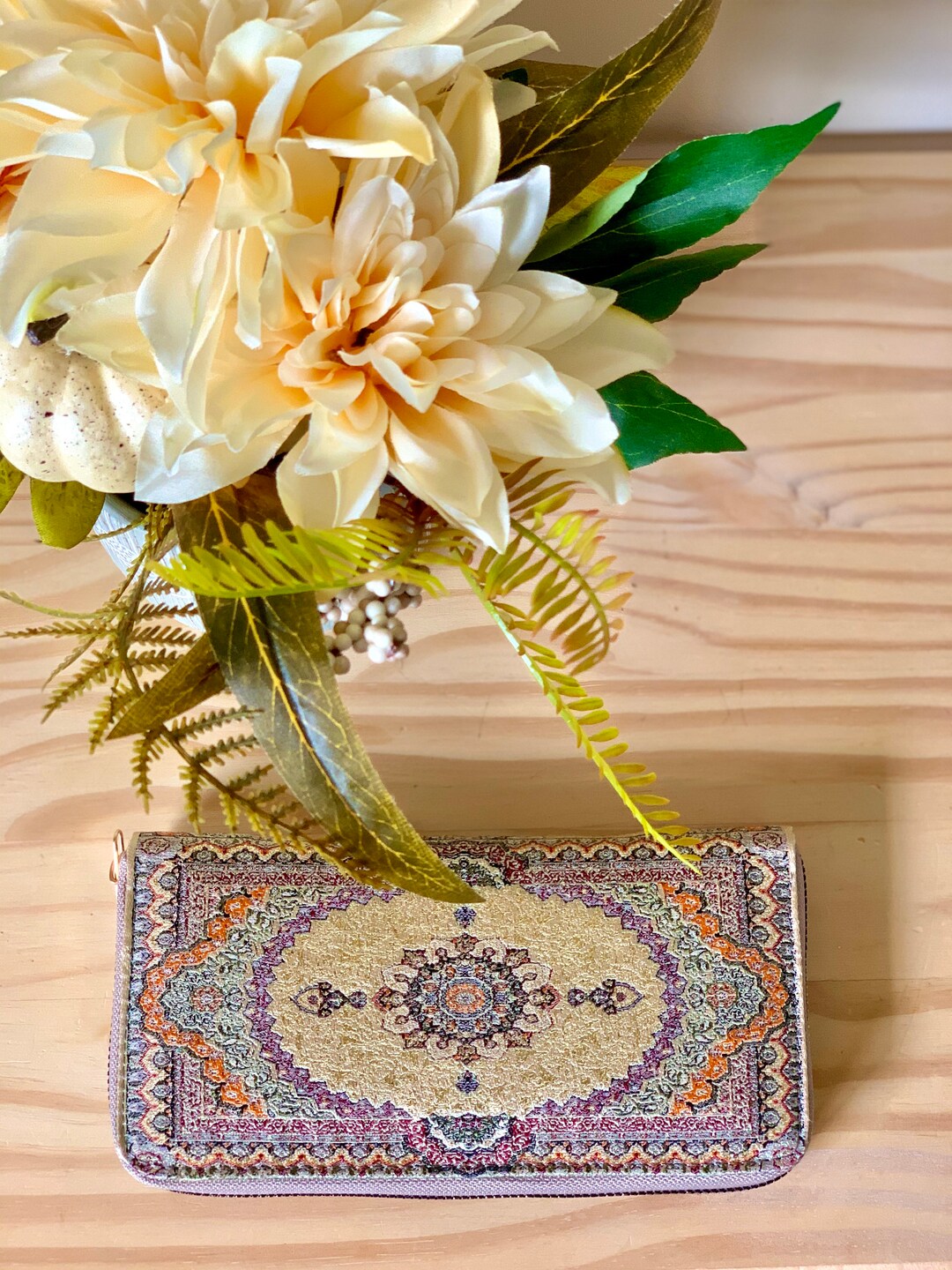 Boho Zip Wallet for Women,woven Fabric Zipper Wallet , Big Size Wallet