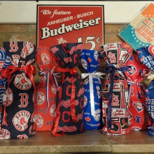 MLB Sports Teams WINE Bottle COVERS, Handmade, Fits Most Bottles, Baseball, You Select Team