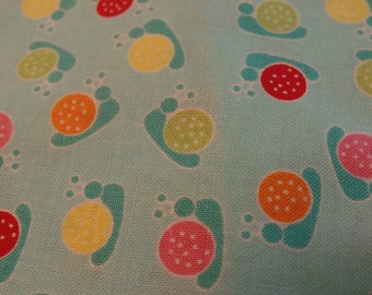 RJR Fabric, Bugsy, Teal Snails Allover, Kids Print, 100% Cotton, Selling By The Yard