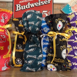 NFL Sports Teams WINE Bottle COVERS, Handmade, Fits Most Bottles, You Select Team