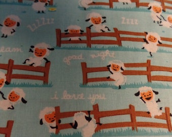 Riley Blake Sheep Fabric: Blue Harmony Farm Quilter Print, 100% Cotton (By The Yard)