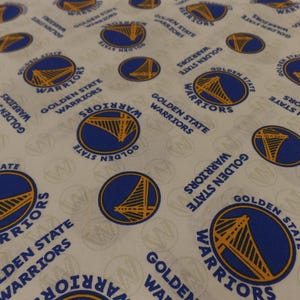 Fabric NBA Sports Team Golden State Warriors, Basketball, Cotton Fabric, Blue & Yellow, Selling By The Yard 36&quot; x 44&quot;