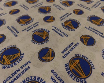 Golden State Warriors Fabric: NBA Basketball Cotton, Blue & Yellow (By The Yard)