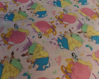 Disney Princesses Cotton Fabric, Snow White Ball Gowns, Pink Kids Print