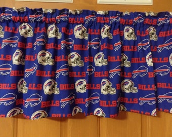 Handmade Buffalo Bills Valance: Royal Blue Cotton Window Topper (56" W x 16" L)