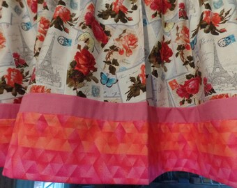 Handmade Paris Roses Window Valance: Eiffel Tower Cotton Topper (42" W x 15.5" L)