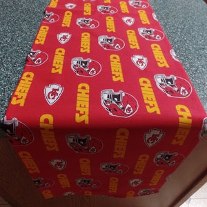 NFL KANSAS CITY Chiefs Print, Handmade Table Runner, Party, Football, 56" Long X 12" Wide Unlined