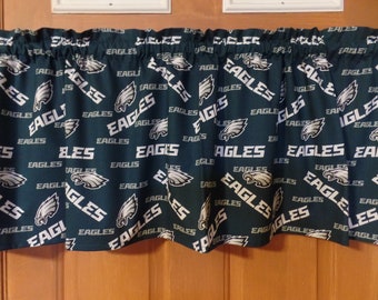 Handmade Philadelphia Eagles Window Valance, NFL Decor (56" W x 16" L)