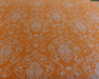 Happy Halloween Damask Fabric: Cream Cotton Quilting Print