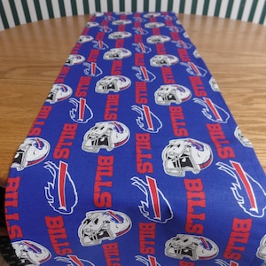 NFL Buffalo Bills, Blue Handmade Table Runner, Football, 56&quot; Long X 12&quot; Wide, Unlined