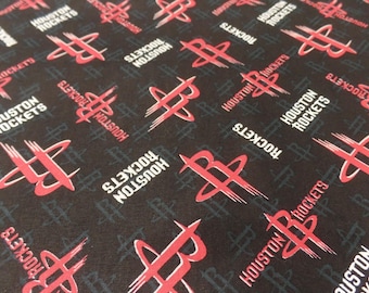 Houston Rockets Fabric: NBA Sports Team Cotton, Black & Red - By The Yard