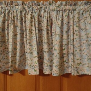 Handmade Apple Blossom Window Valance: Pink & White Floral Cotton Topper