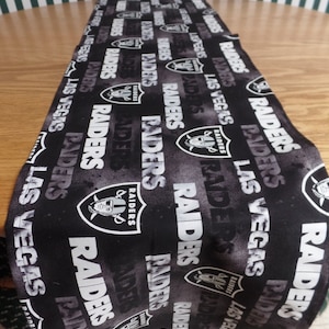 NFL Las Vegas Raiders Print, Handmade Table Runner, Football, 54&quot; Long X 12&quot; Wide, Unlined