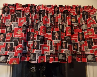Ohio State Buckeyes Valance: Handmade Cotton Window Topper 42" x 16"