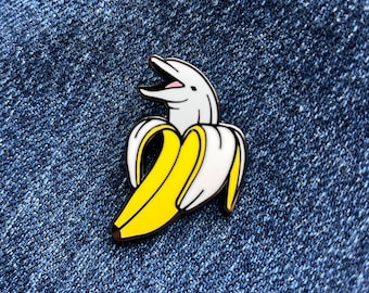 Delfin Banana Harte Emaille Pin, lustige Tier Art