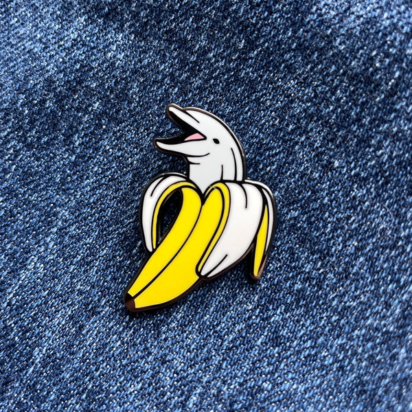 Dolfijn banaan harde emaille pins, grappige dieren kunst