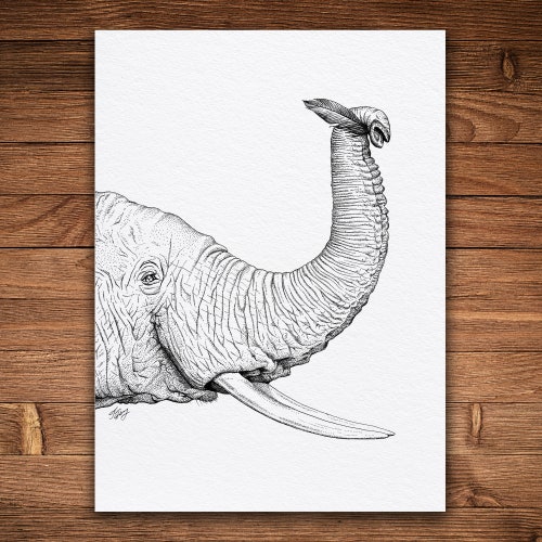Dandelion Girl Pen and Ink Print Whimsical Nature Art Black - Etsy
