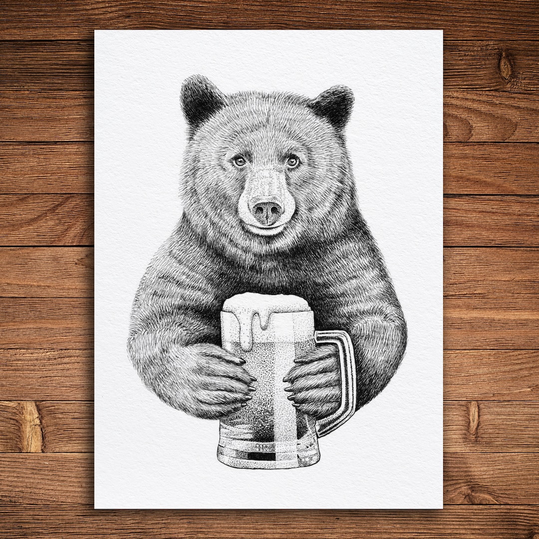 絵画。原画【Bear bought bread】 絵画。原画【かわいい熊ちゃんはよだれタオルをかぶっている】 絵画