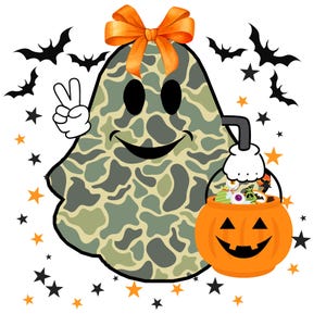 Camo Ghost Girl PNG: Halloween Trick or Treat Sublimation Design (Digital Download)