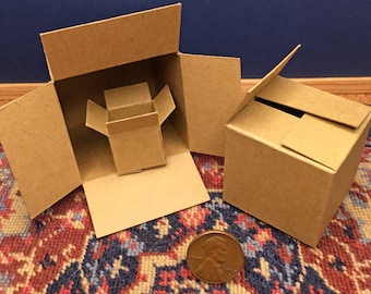 Miniature Cardboard Boxes Kit, 1:12 Scale, Square Dollhouse Moving Boxes (9 pc)