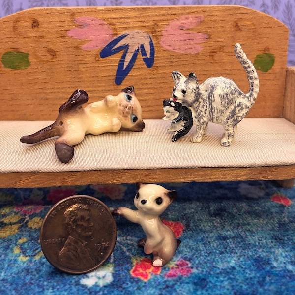 set of three miniature cats in 1:12 scale