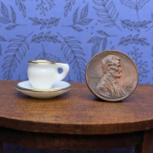 miniature vintage porcelain cup and saucer in 1:12 scale