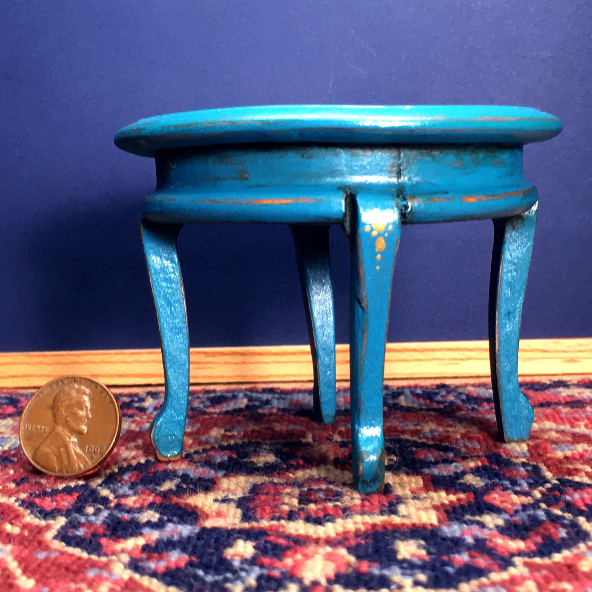 Mesa de comedor azul turquesa en miniatura en escala 1:12 | Etsy