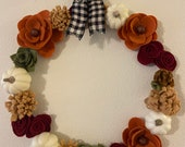 Fall Felt Flower Wreath