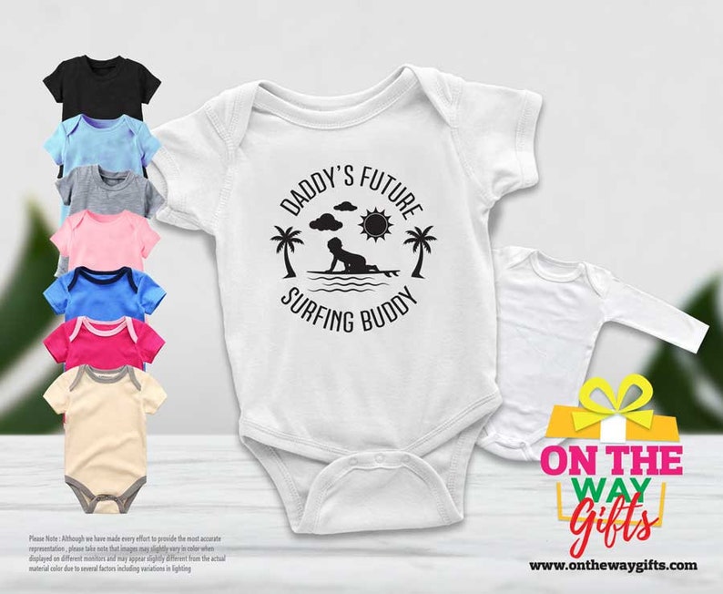 unisex baby clothes personalised bodysuit Daddy/'s future surfing buddy custom Baby Onesie\u00ae beach baby summer clothes beach partner