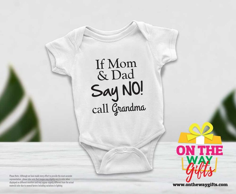 If mom and dad say no custom Baby Onesie\u00ae personalised bodysuit unisex baby clothes short sleeve long sleeve outfit Baby Gift Infant shirts