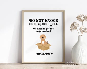 Do Not Ring Doorbell Sign, Do Not Knock Dog Sign, Deliveries Door Sign, Funny Door Sign Dogs, No Need to Get the Dogs Involved Sign
