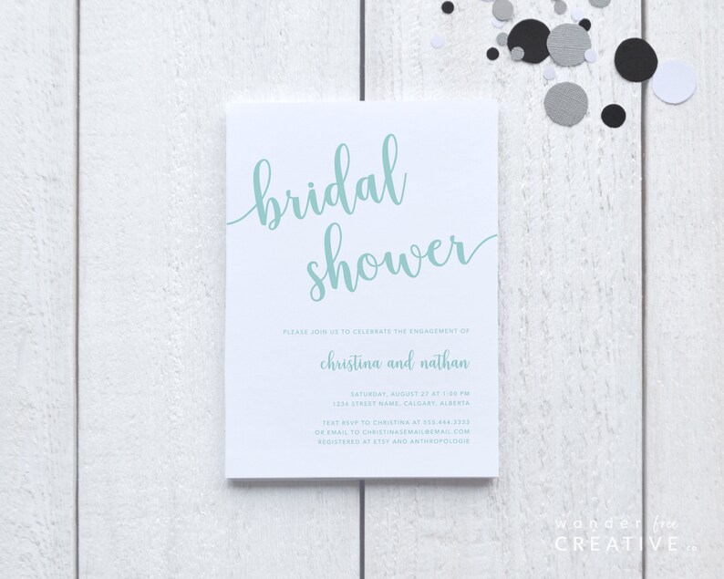 PRINTABLE Bridal Shower Invite Template Mint Green Etsy Canada