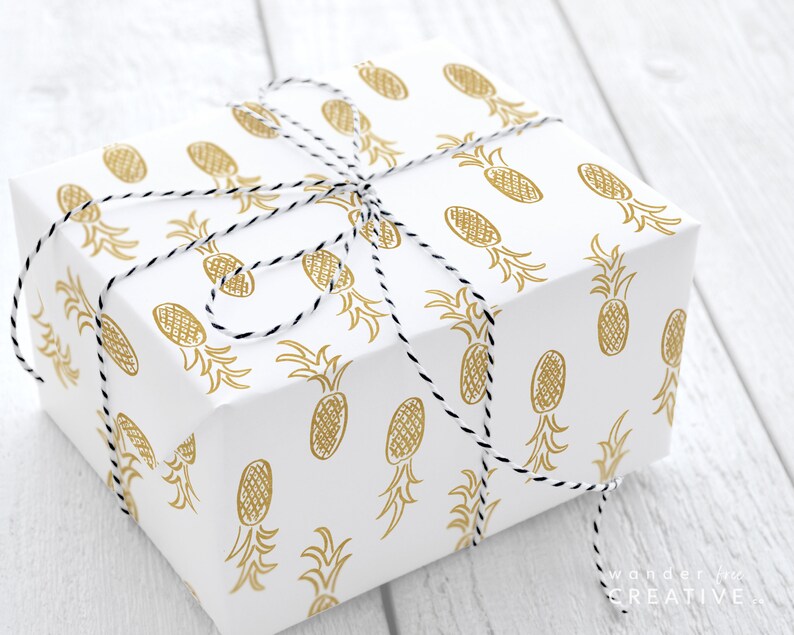 PRINTABLE Pineapple Wrapping Paper Pineapple Gift Wrap Gold Foil ...