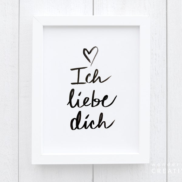 PRINTABLE Ich Liebe Dich Poster | German Print | Language Poster | Love You Print | Anniversary Gift | Travel | German Wall Art | 18 x 24