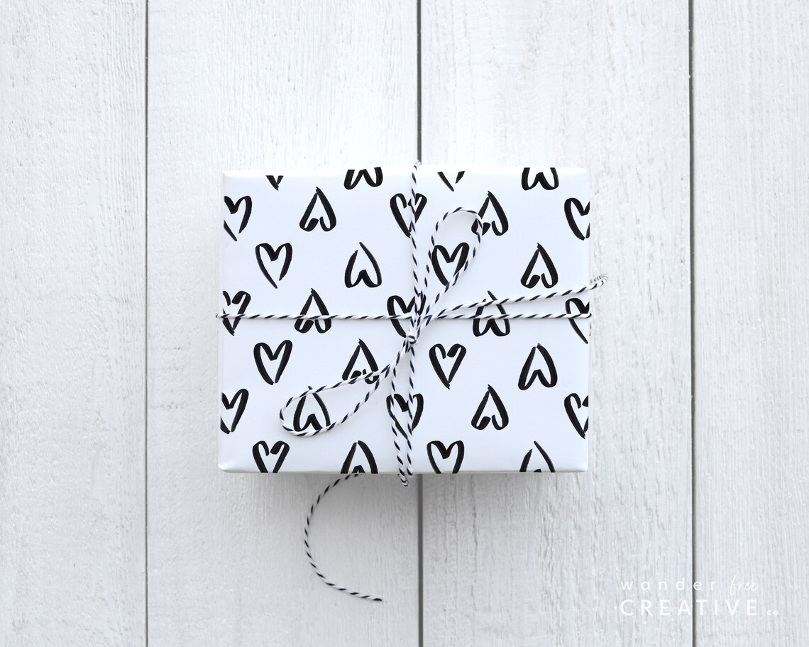 PRINTABLE Heart Wrapping Paper Wedding Gift Wrap Heart Etsy