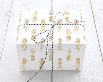 PRINTABLE Pineapple Wrapping Paper | Pineapple Gift Wrap | Gold Foil Digital Paper | Pineapple Birthday | Summer Party | Instant Download