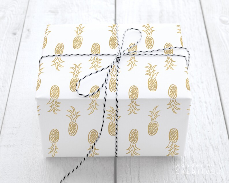 PRINTABLE Pineapple Wrapping Paper Pineapple Gift Wrap Gold Foil ...