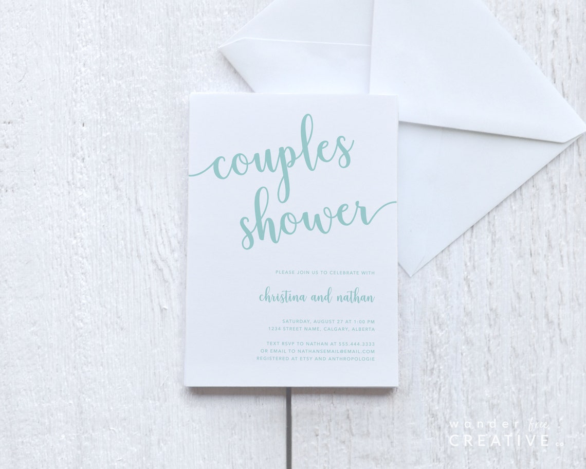 PRINTABLE Couples Shower Invite Template Mint Green - Etsy Canada