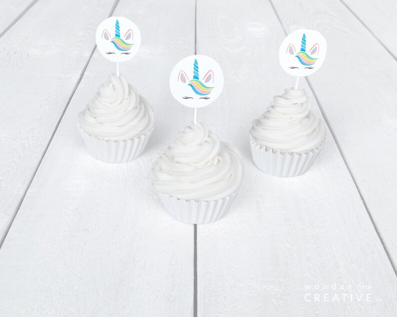 PRINTABLE Cupcake Toppers Unicorn Cupcake Topper Unicorn Etsy Canada