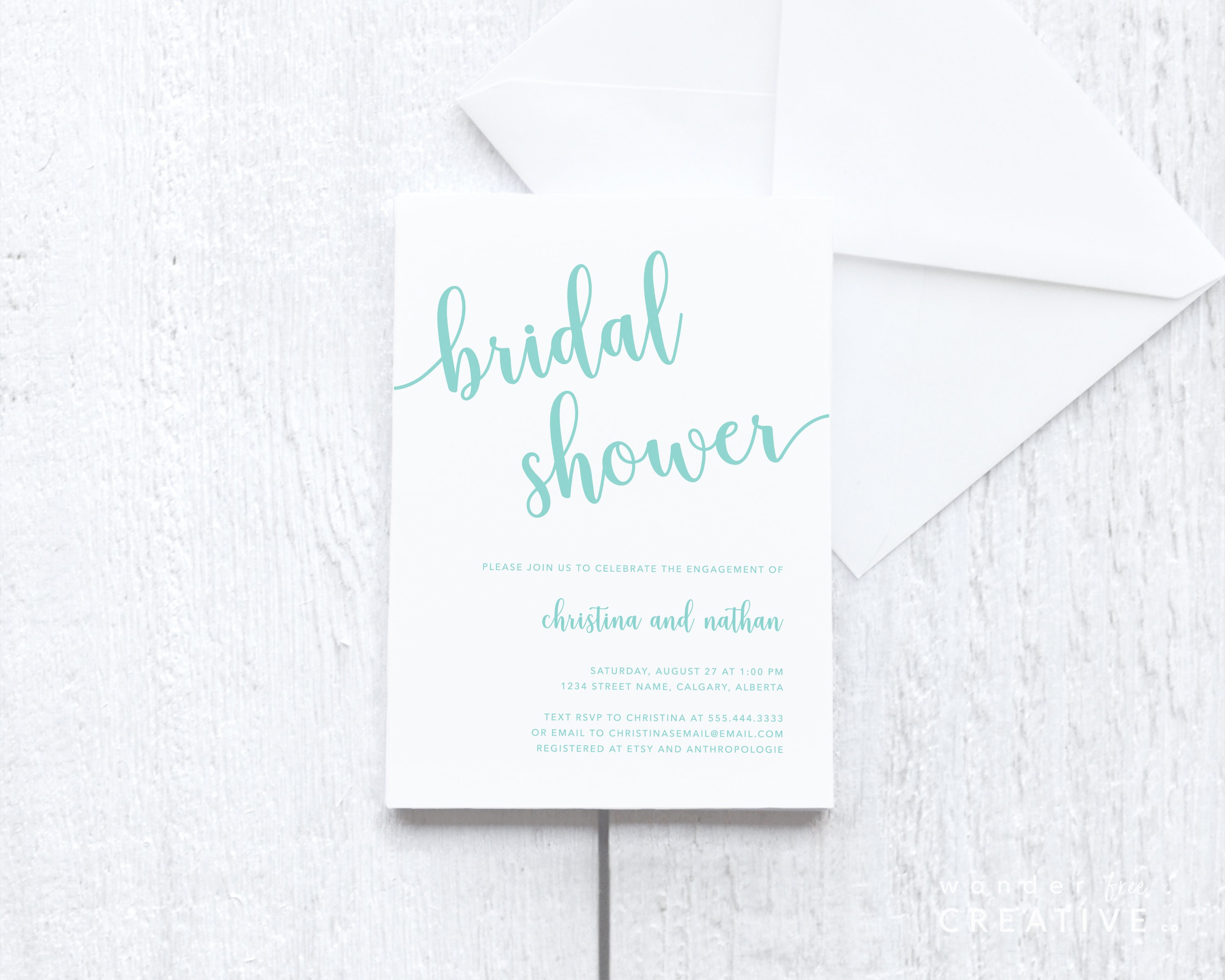 PRINTABLE Bridal Shower Invite Template Mint Green Etsy Canada