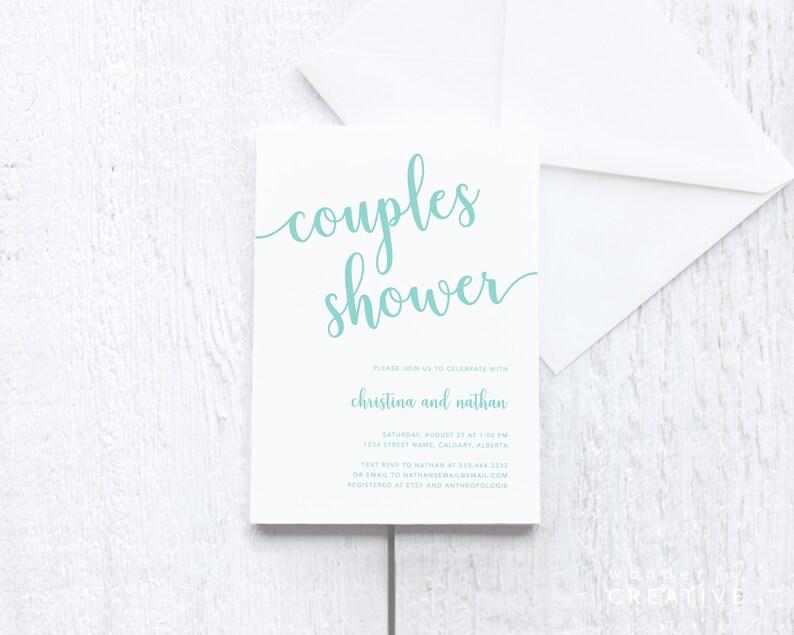 Printable Couples Shower Invite Template Mint Green Etsy Canada