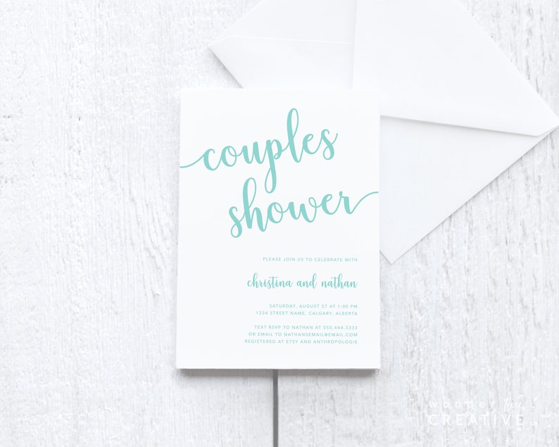 PRINTABLE Couples Shower Invite Template Mint Green Editable Custom