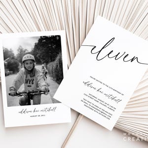 Eleven Year Old Birthday Invite, 11th Birthday Party Invitation Template, Editable Eleventh Birthday Invite Photo, 11th Birthday Minimalist