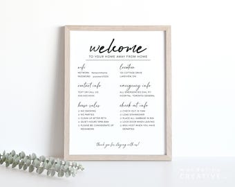 Short Term Rental Host Welcome Sign, Vacation Rental Info, Guest Checkin Guide, Vacation STR Sign Template, Vacation Rental Welcome Book