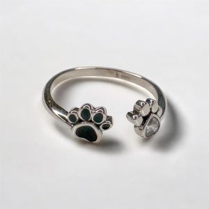 Cute Paw Print Ring • S925 Sterling Silver Cat & Dog Ring • Adjustable Pet Lover Jewelry • Minimalist Dog Cat Mom Gift • Animal Lover Gift