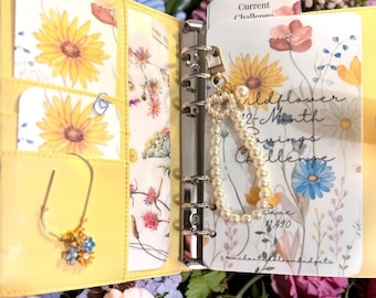 12-Month Savings Challenge Binder Set | Wildflower Budget Binder | Zipperless Envelopes