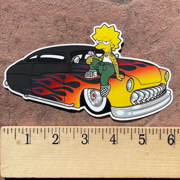 Low Lisa Simpson Hot Rod Kustom Vinyl Sticker