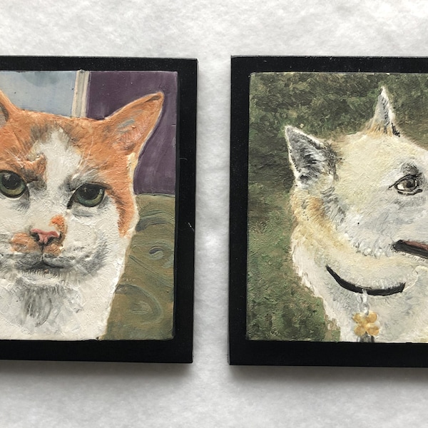 Commissioned Ceramic Tile Pet Portraits, Wall Hanging, Commemorative Gift, DGrahamPottery