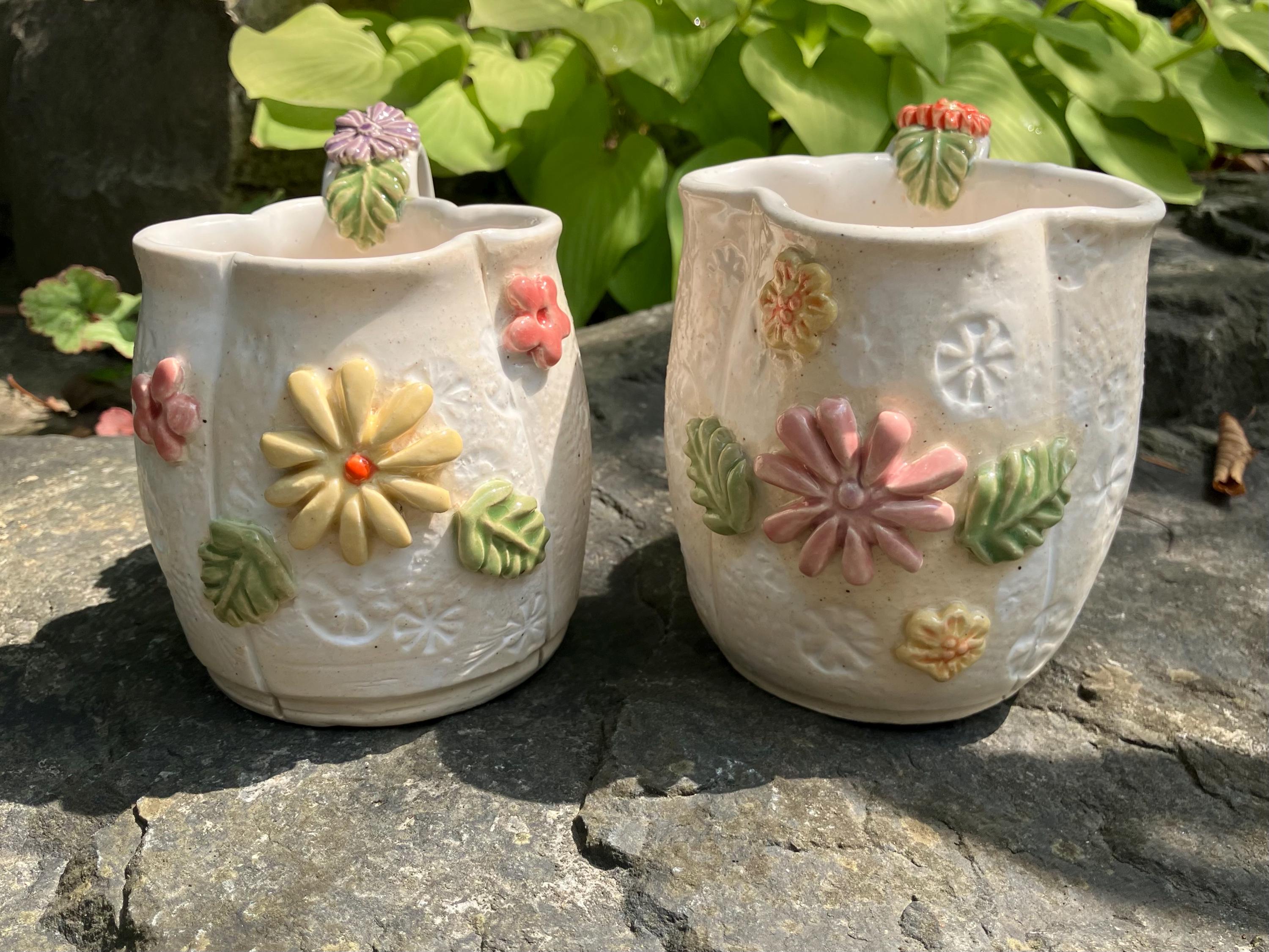 Victorian, Floral Handmade Coffee Mugs, Lovely Gift, DGrahamPottery