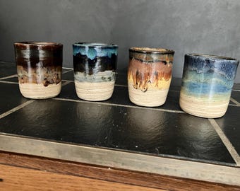 Handmade Agateware Ceramic Tumbler, Earth Sky Colors, DGrahamPottery